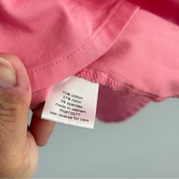 Elizabeth & James | Women’s Pink Tie Neck V-Neck Puff Sleeve Blouse Top Spring M - Picture 3 of 9